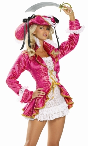 Sexy Halloween Costumes Pink Pirate Captain Costume M/L