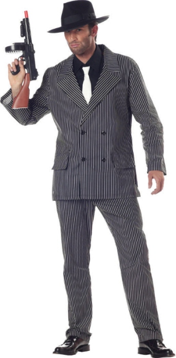 Mens Costume Outfit Pinstripe Gangster Suit L Mobster