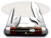 SM442SK FIRE RED OAK STAG SCOUT: SCHATT & MORGAN Red Fire Oak Stag Scout 1/100 Pocket  Knife Knives