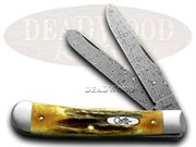 CA6057 TRAPPER STAG DAMASCUS: CASE XX Damascus Genuine Stag Trapper 1/1000 Pocket Knife Knives