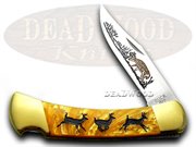 BK110AG RUNNING DEER ANTIQUE GO: BUCK 110 Antique Gold Running Deer 1/400 Folding Hunter Pocket Knife Knives