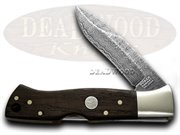 BO100 DAMASCUS: BOKER TREE BRAND Damascus Lock Blade 3000 Year Old Oak Handle Pocket Knives