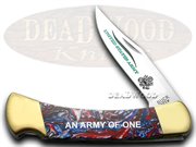 BK110SSB ARMY: Buck 110 Army 1/400 Etch Folding Hunter Star Spangled Banner USA Pocket Knife Knives