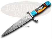 DYH1918DAM BO NIGHT EAGLE FIX: BOKER TREE BRAND Damascus Yellowhorse Night Eagle 1/1 Fixed Blade Pocket Knife Knives