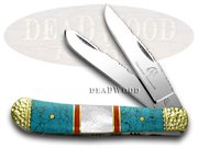 SW SHS108TUR TRAPPER TURQ MOP: SILVERHORSE STONEWORKS Blue Turquoise Mother of Pearl Trapper Premier Pocket Knife Knives