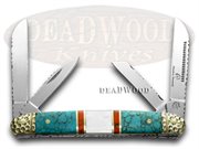 SW SHS115TUR CONGRESS TURQ MOP: SILVERHORSE STONEWORKS Blue Turquoise Mother of Pearl Congress Premier Pocket Knife Knives