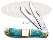 SW SHS126TUR LITTLE TRAPPER TUR: SILVERHORSE STONEWORKS Blue Turquoise Mother of Pearl Little Trapper Premier Pocket Knife Knives