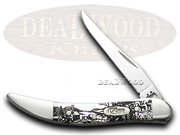 CA829DS MP TOOTHPICK DEER SCENE: CASE XX Deer Scene Etched 1/100 Toothpick Genuine Mother of Pearl