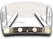 BUF6682DS 4B CONGRESS: German BUFFALO CREEK Little Bear & Bull - Genuine Deer Stag Pocket Knife Knives