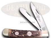 BUF254DS TRAPPER: German BUFFALO CREEK Trapper - Genuine Deer Stag Handles Pocket Knife Knives