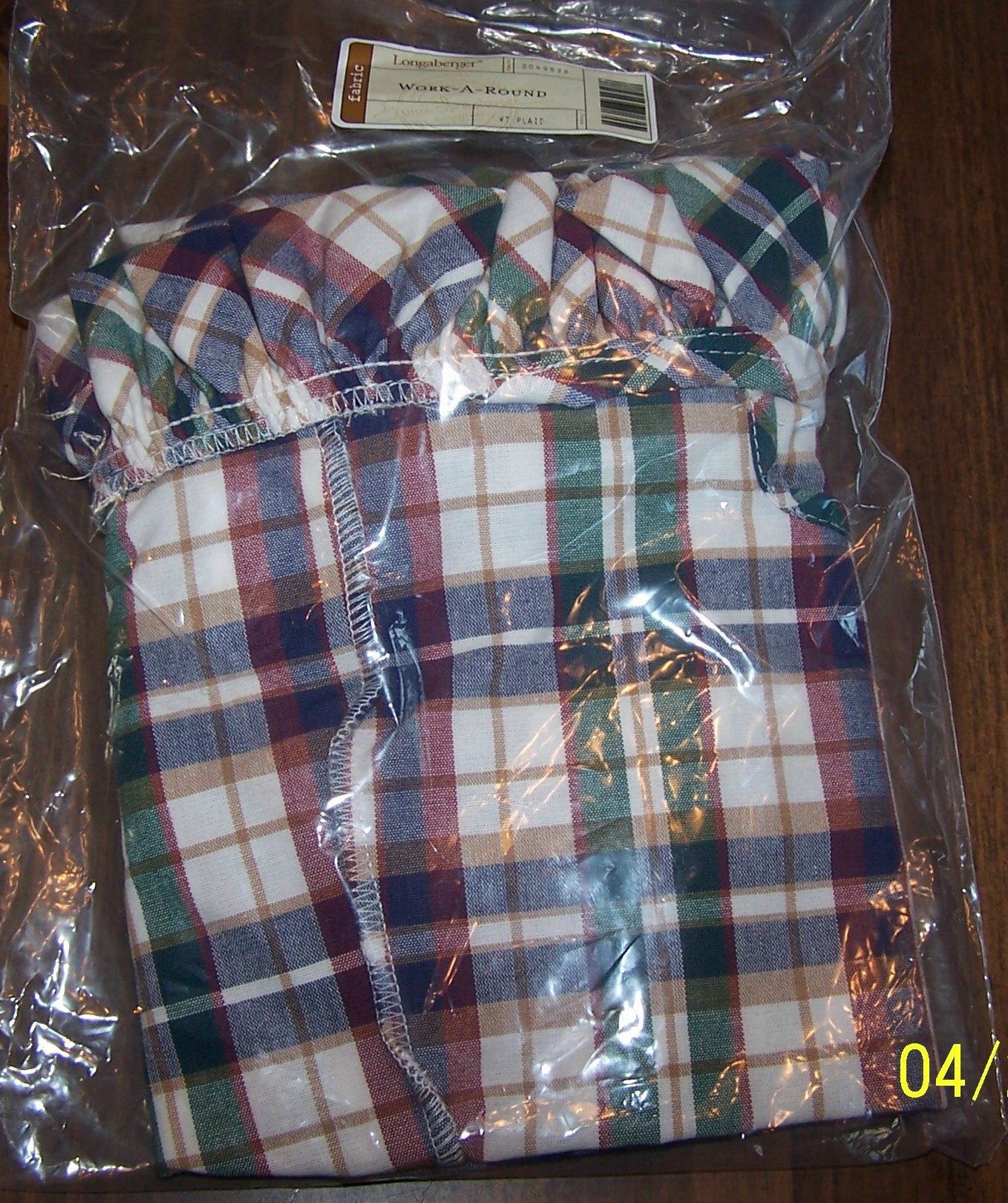 Longaberger Work Around Basket WT Plaid LINER NEW