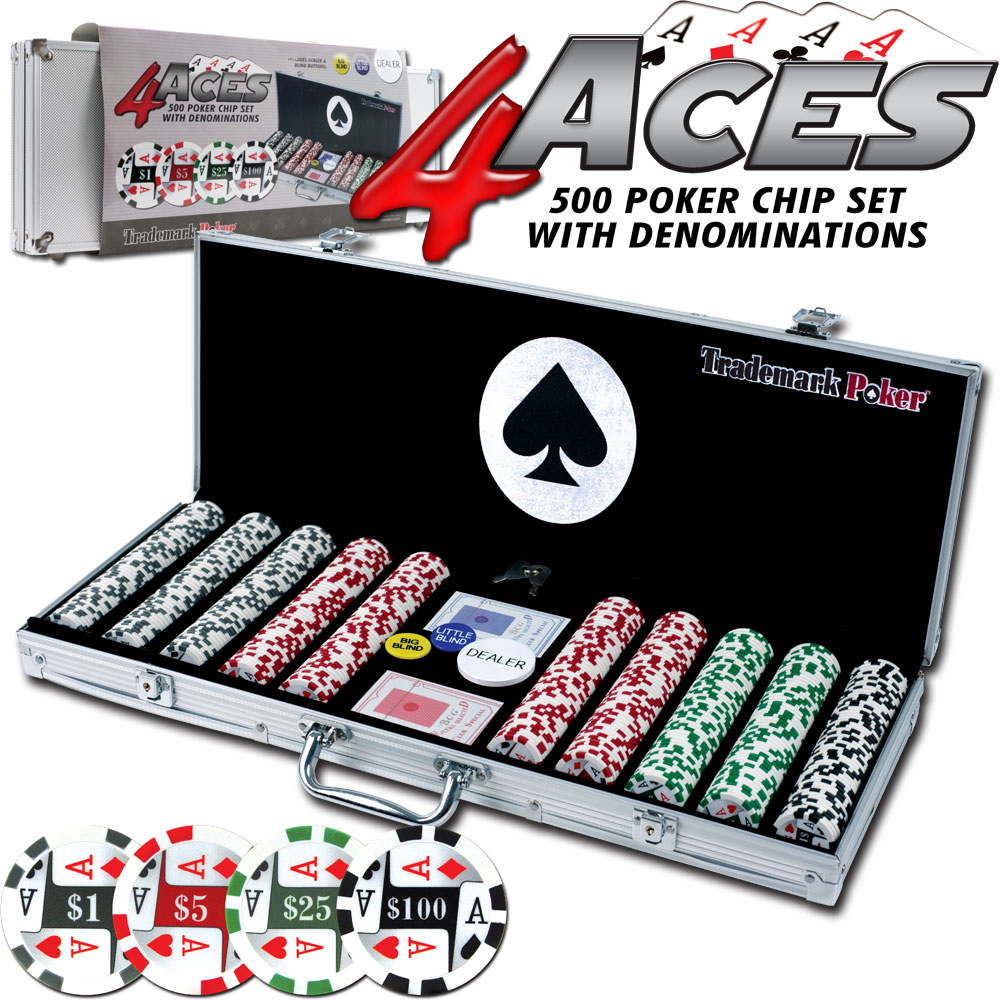 4 Aces 500 11.5g Poker Chip Set w/ Aluminum Case