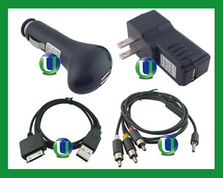 USB CAR+WALL CHARGER+AV CABLE FOR MICROSOFT ZUNE 30GB