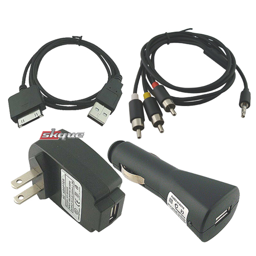 FOR ZUNE 4/8GB/80GB AV Cable+CAR+WALL CHARGER+USB CABLE