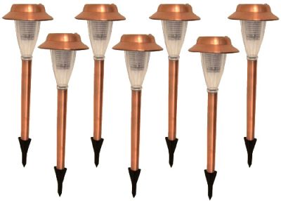 8 Premium STAINLESS STEEL COPPER SOLAR LANDSCAPE LIGHTS