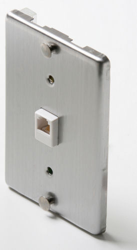 (05) New 4C Steel Wall Plates With RJ11 Phone Jack