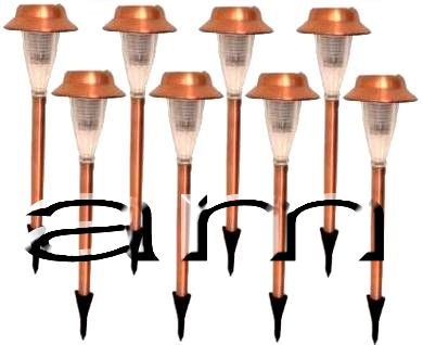 Lot 8 COPPER Stainless Premium Solar Garden lights 2LED