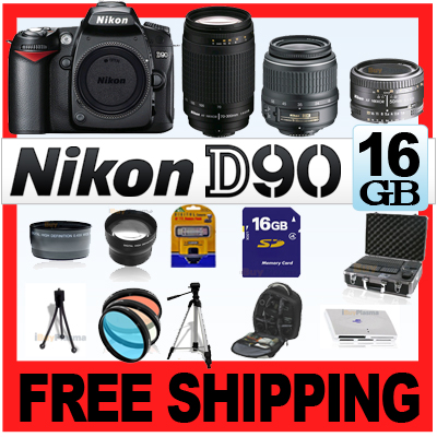 detencion en NEW Nikon D90 Digital SLR Camera & 5 Lens 20PC 16GB Kit pic