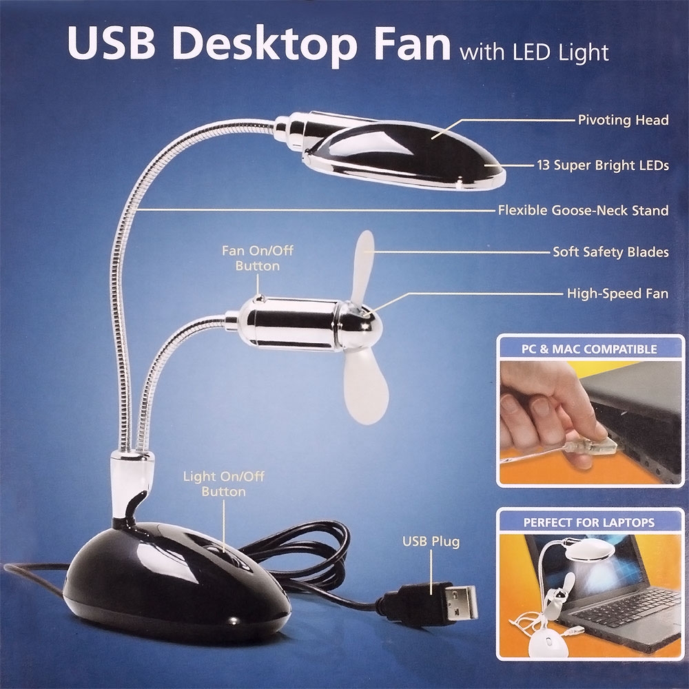 como conectar un laptop 2 in 1 Laptop Desk LED Lamp and Fan - Powered by USB pic