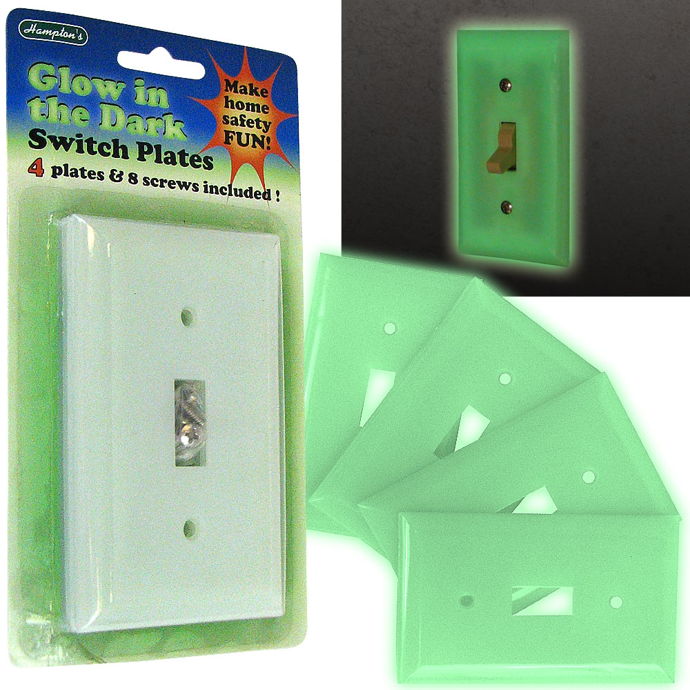 Set of 4 Glowing Light Switch Covers Glow in the Dark