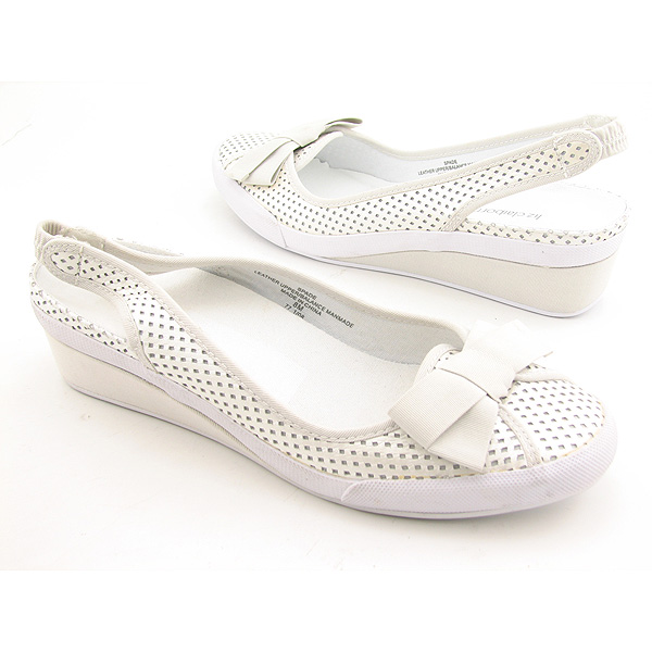 LIZ CLAIBORNE Spade Flats Slingbacks Shoes White Womens