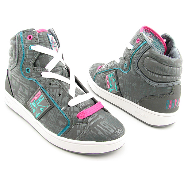 BABY PHAT Glossy Cat Hi New Lace-Up Shoes Gray Womens