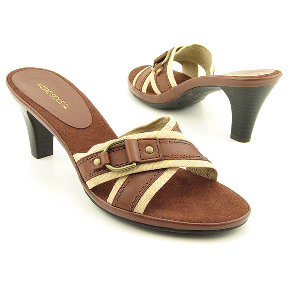 AEROSOLES Fire Power Sandals Slides Shoes Brown Womens