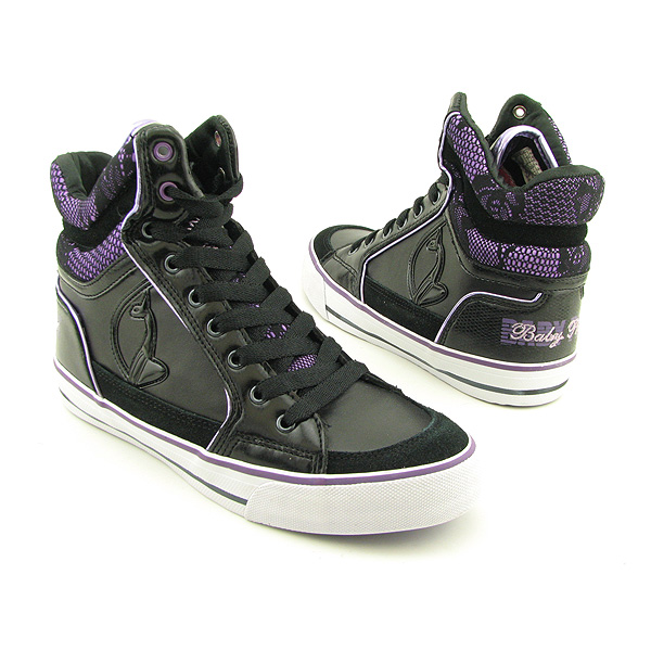 BABY PHAT Milan Chic Cat Mid Sneakers Shoes Black Womens
