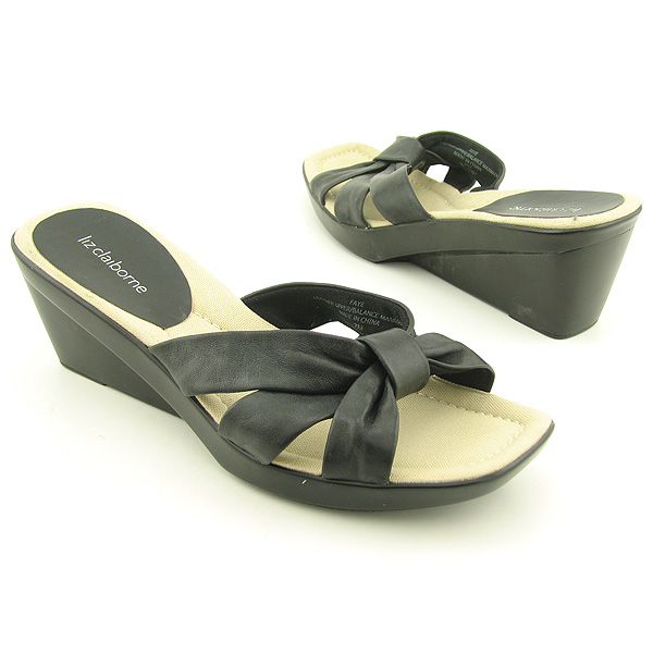 LIZ CLAIBORNE Faye Sandals Slides Shoes Black Womens