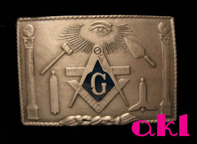 MASONIC Vintage Belt Buckle KLITZNER Mason Rare