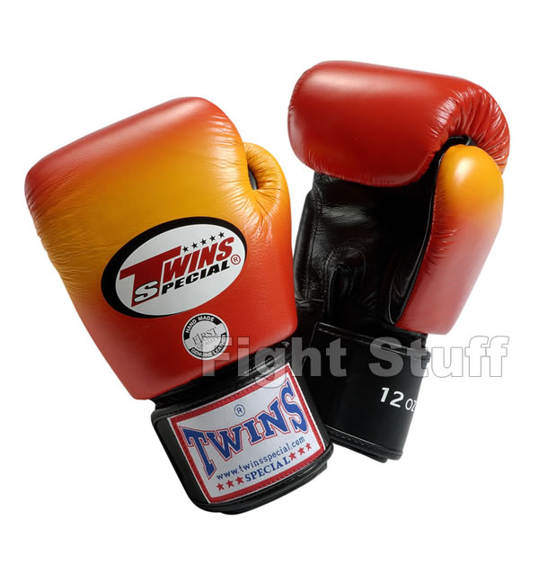 Twins Orange Horizonally Pattern Boxing Gloves - 14oz