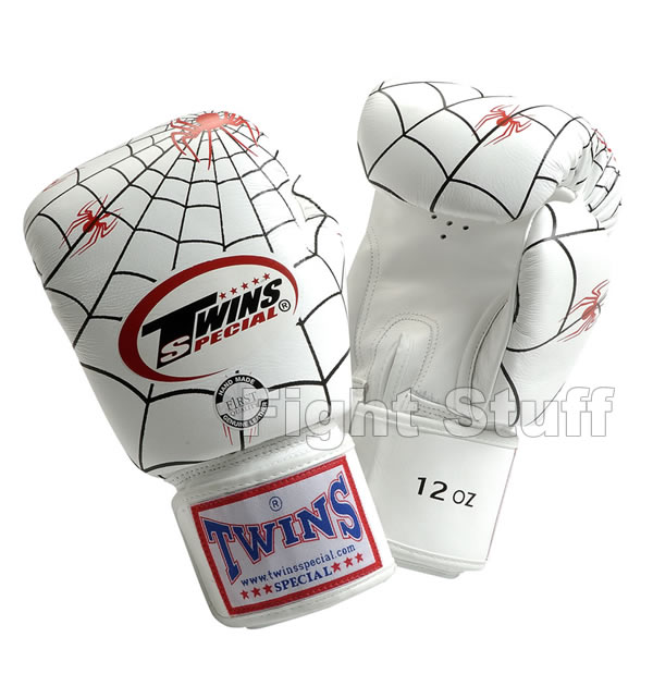 Twins White Spider Pattern Boxing Gloves - 10oz