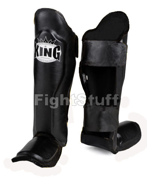 King Professional Black Shin Pads - Size L