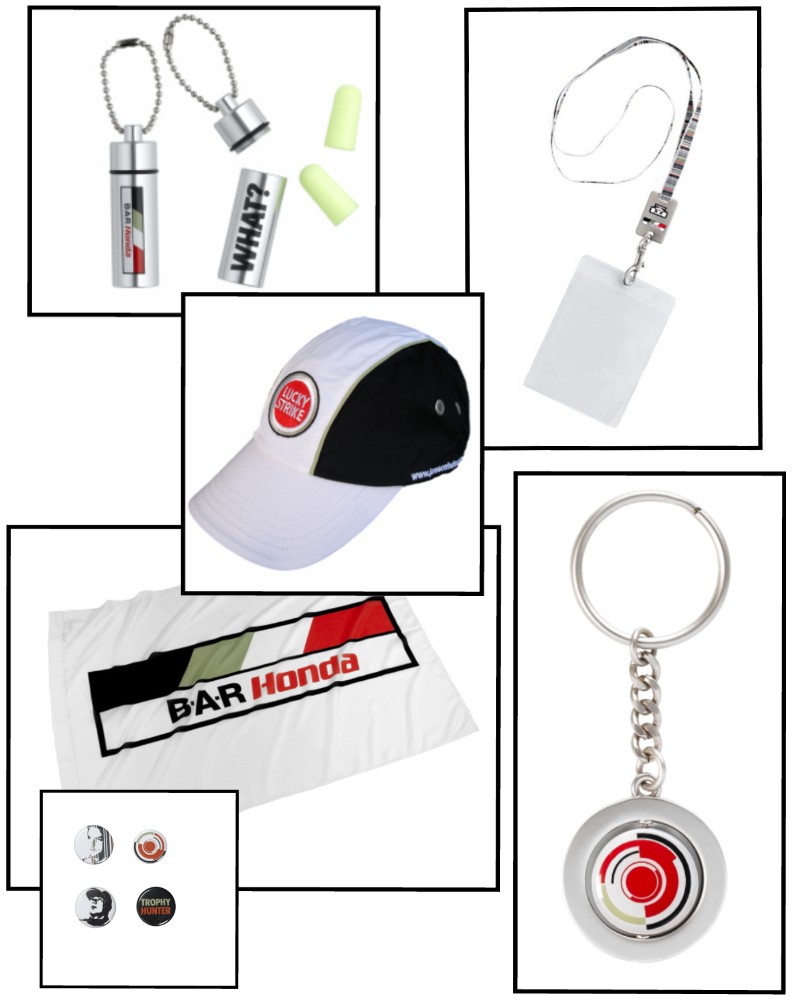 Honda F1 Badges Cap Lanyard EarPlugs Flag Keyring NEW!