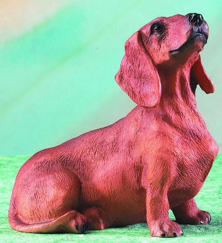 RED DACHSHUND DOG FIGURINE *LIFELIKE STATUE* MUST HAVE!