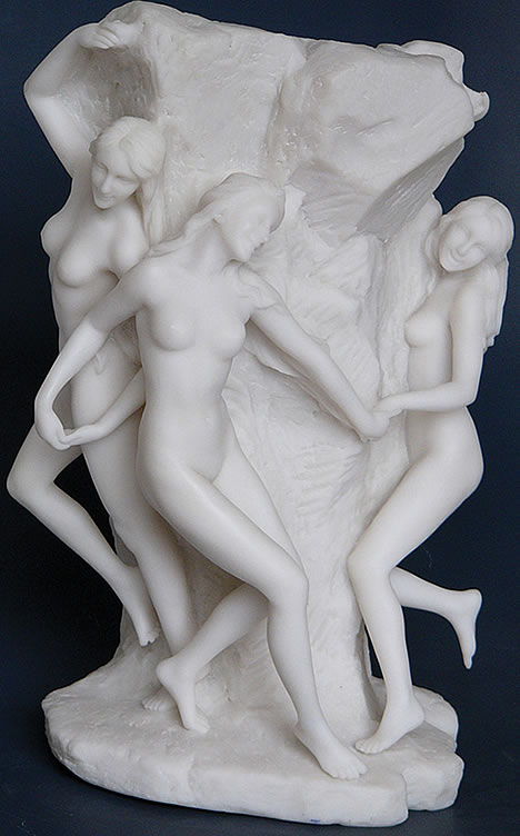 GREEK THREE GIRLS CIRCULING STATUE *ROMAN ART SCULPTURE