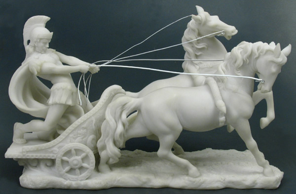 GREEK/ROMAN WARRIOR CHARIOT STATUE MUSEUM ART SCULPTURE