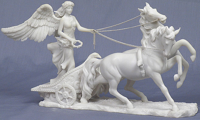 GREEK GODDESS NIKE RIDING CHARIOT STATUE/SCULPTURE *NEW