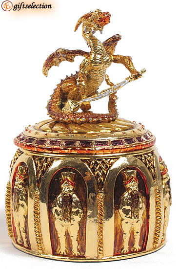 BAAU DRAGON-SERPENT OF FIRE JEWELRY/TRINKET BOX *PEWTER