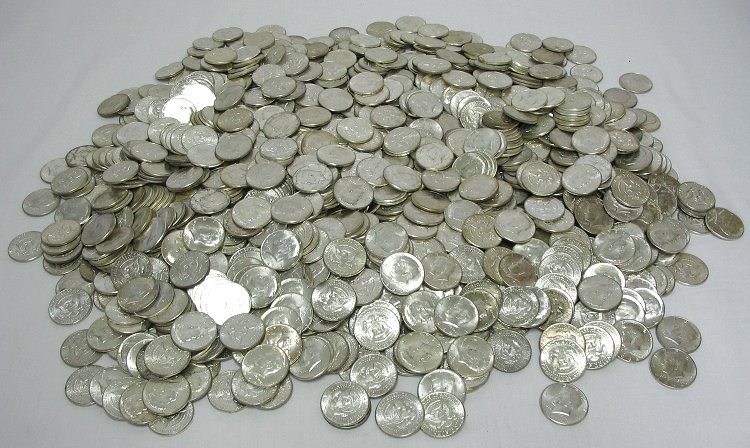 1,000pcs 1964 50c BU Kennedy 90% Silver