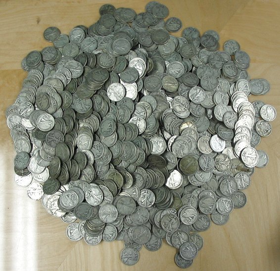 1,000pc BAG WALKING LIBERTY 50c SILVER