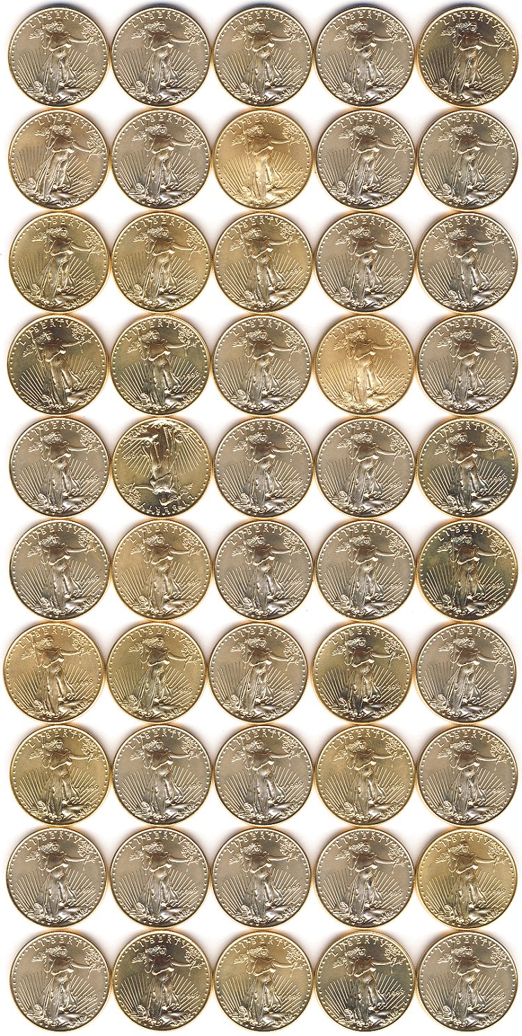 50 GOLD AMERICAN EAGLES 1/2oz
