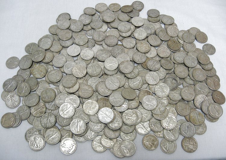 XF/AU WALKING LIBERTY 50c HOARD 1000pcs