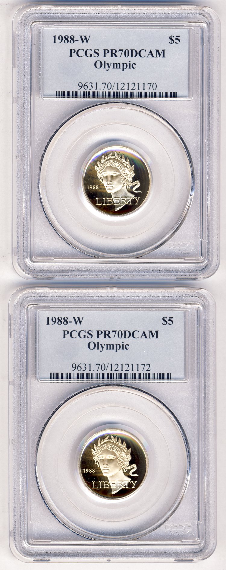 1988-W $5 GOLD OLYMPIC PCGS PR70 DCAM DUTCH