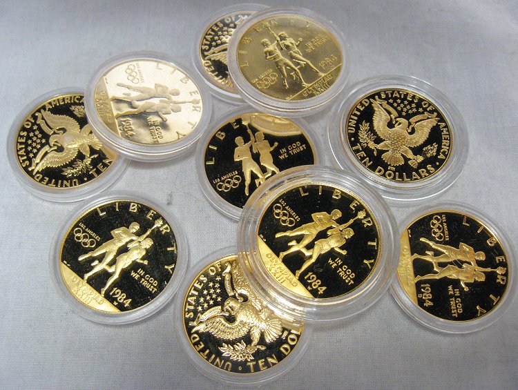 10 MINT SEALED US GOLD COINS 1984 $10