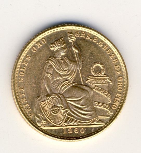 1960 GOLD LIMA VEINTE (20) SOLES CDH NR