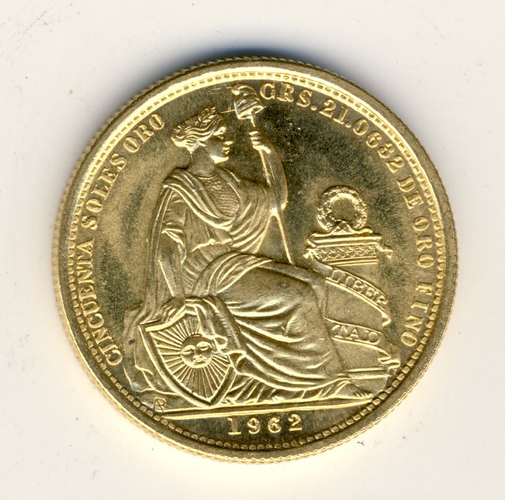 1962 GOLD LIMA CINCUENTA (50) SOLES CDH NR