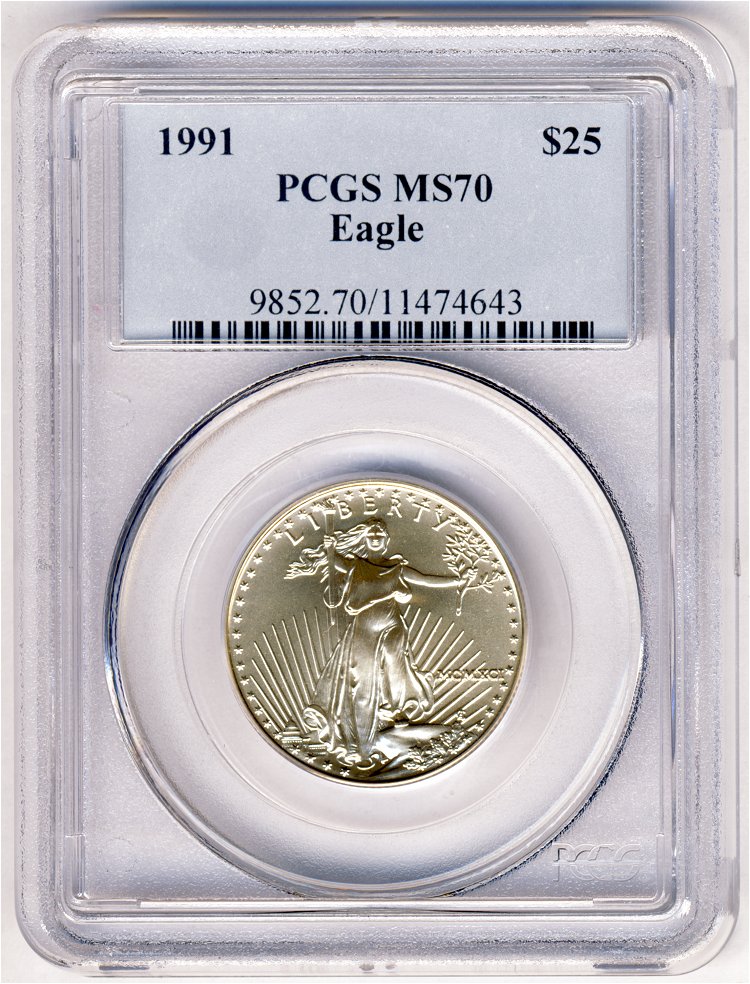 1991 $25 GOLD EAGLE PCGS MS70