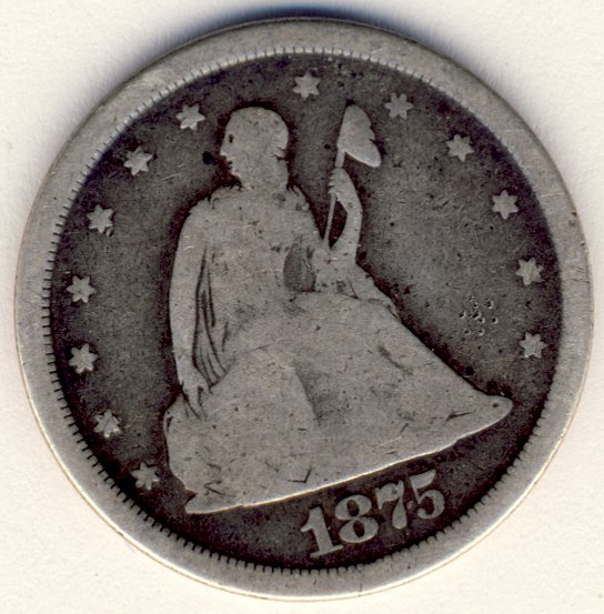 1875-S US 20c COIN GOOD NR