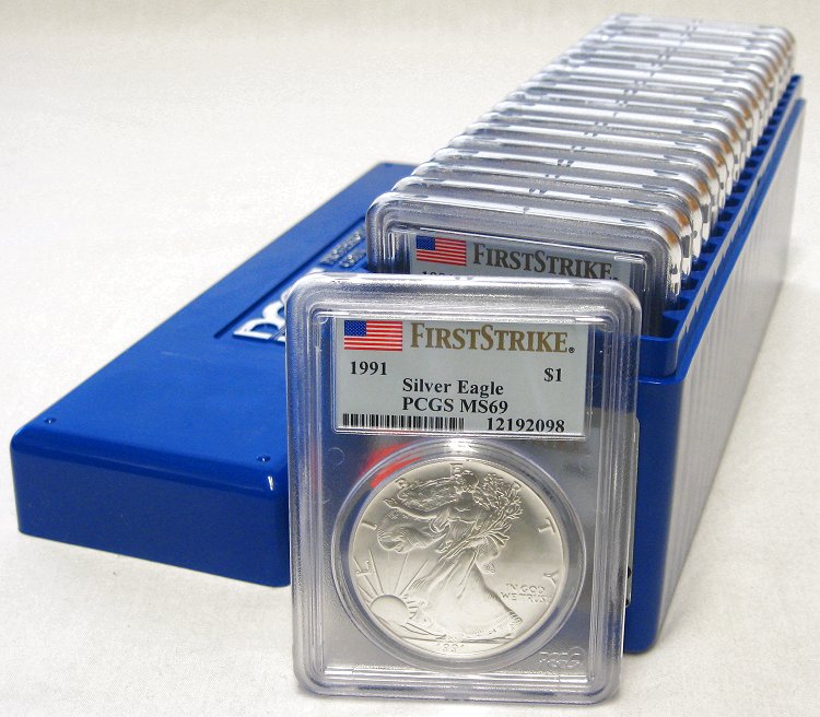 20 pc Box $1 1991 Silver Eagle First Strike PCGS MS69